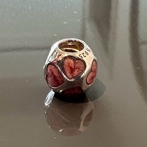 Pandora Retired “Love You” Pink Enamel Heart 925 Sterling Silver Charm